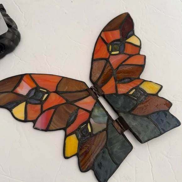 Tiffany Style Stained Glass Fairy Table Butterfly Lamp8”